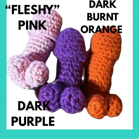 🍆BUY NOW🍆Handmade Cheeky Crochet Chapstick Holder Keychain - Picture 11 of 14